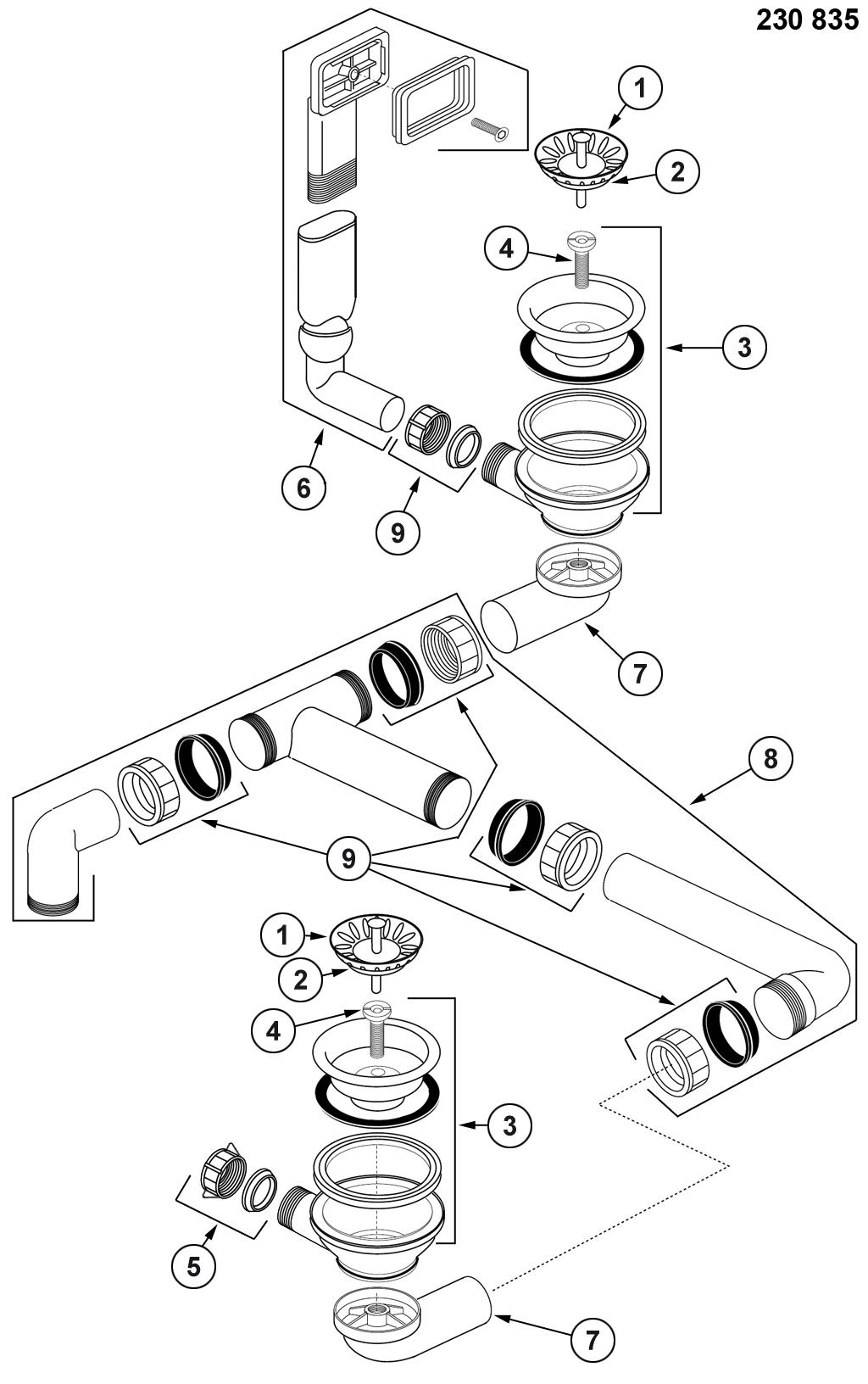 BLANCO Afløb SUPRA/A-Z STYLE 340/180-U 2x3,5'' UX