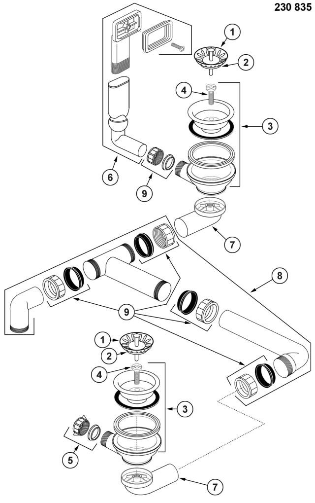 BLANCO Afløb SUPRA/A-Z STYLE 340/180-U 2x3,5'' UX